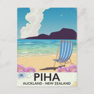 Carte Postale Poster de voyage vintage Piha Nouvelle-Zélande