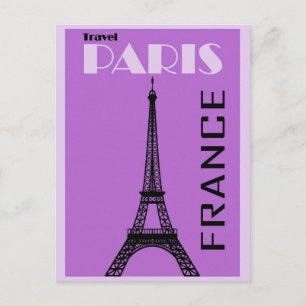 Carte Postale Poster de voyage Vintage pourpre Tour Paris Eiffel