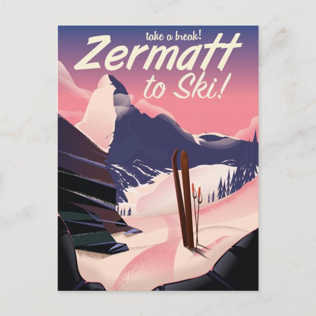 Carte Postale Poster de voyage vintage Zermatt (Devant)