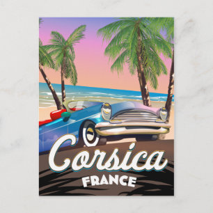 Carte Postale poster de voyage voiture Corse Retro