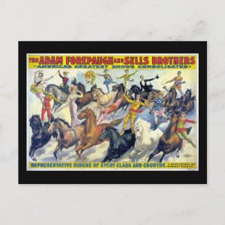 Carte Postale Poster du Circus Riders Théâtre Vintage