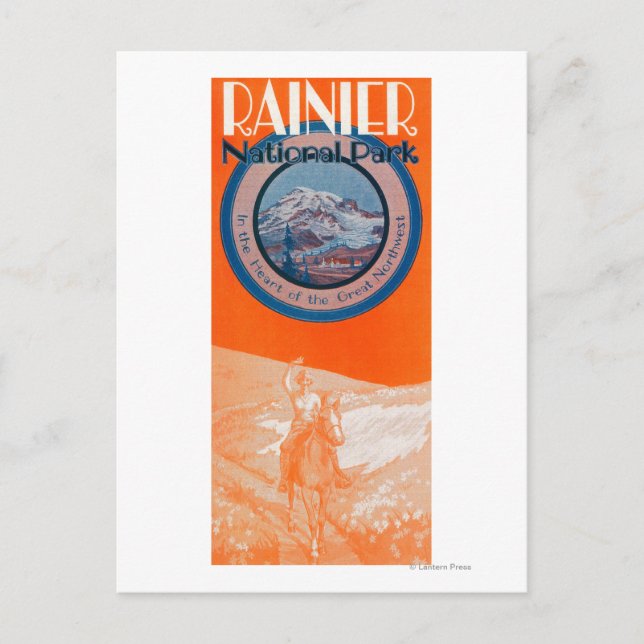 Carte Postale Poster du Mont Rainier - Équitation (Devant)