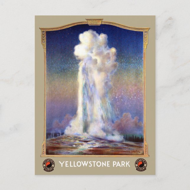Carte Postale Poster du parc national vintage Yellowstone (Devant)