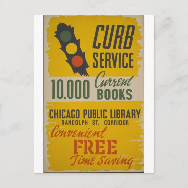 Carte Postale Poster du service Curb de la bibliothèque publique (Devant)