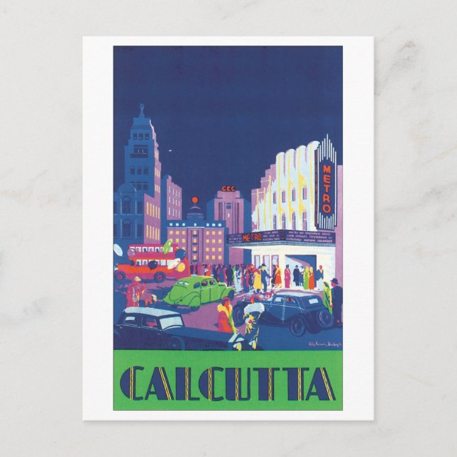 Carte Postale Poster du Vintage voyage Calcutta (Devant)