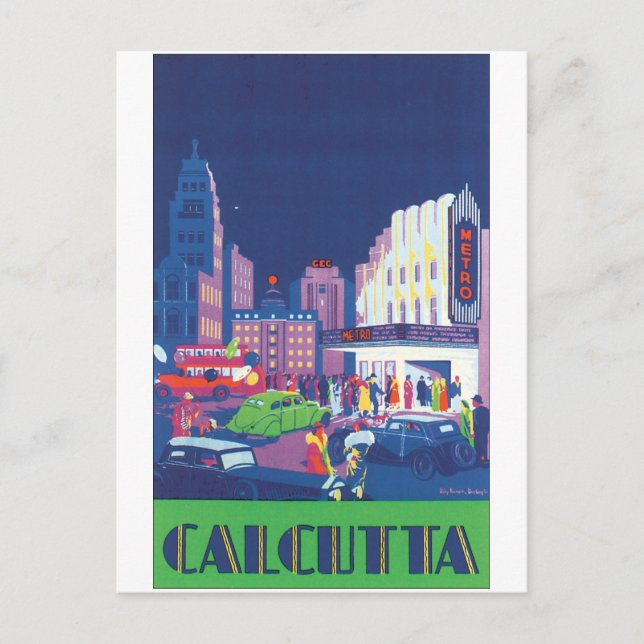 Carte Postale Poster du Vintage voyage Calcutta (Devant)