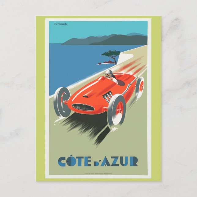 Carte Postale Poster du Vintage voyage Cote A Azur (Devant)