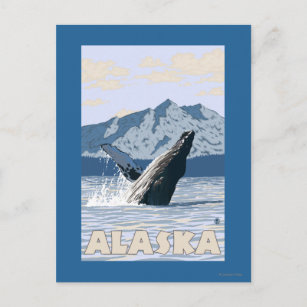Carte Postale Poster du Vintage voyage de baleines à bosse d'Ala