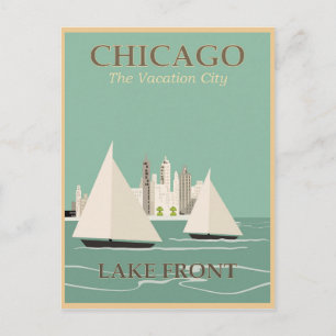 Carte Postale Poster du Vintage voyage de Chicago Illinois Lakef
