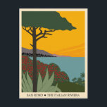 Carte Postale Poster du Vintage voyage de San Remo<br><div class="desc">N'importe qui aimerait recevoir cette carte postale d'affiche de voyage vintage avec une illustration rétro de San Remo,  Italie !</div>