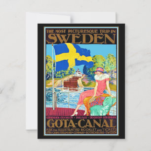 Carte Postale Poster du Vintage voyage Gota Canal Suède