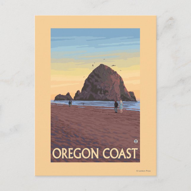 Carte Postale Poster du Vintage voyage Haystack Rock (Devant)