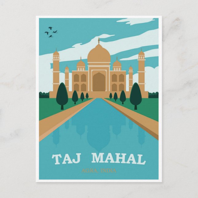 Carte Postale Poster du Vintage voyage Taj Mahal India (Devant)