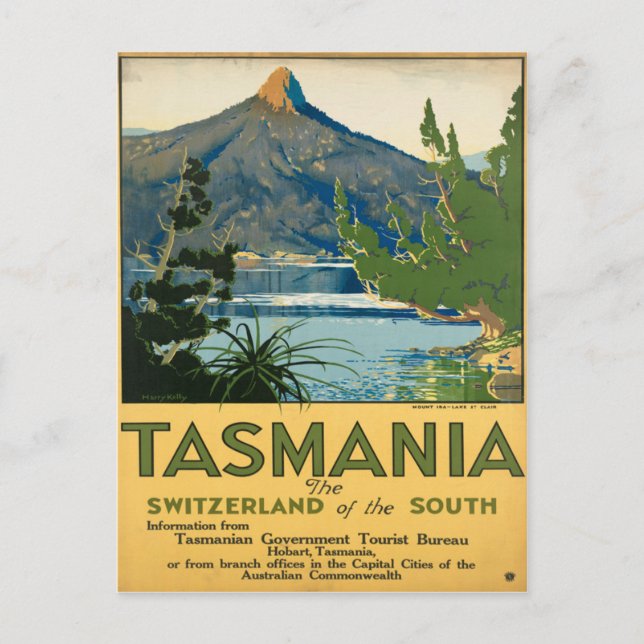 Carte Postale Poster du Vintage voyage Tasmanie Australie (Devant)