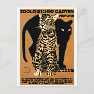 Carte Postale Poster du zoo Ludwig Hohlwein Leopard Munich 1912