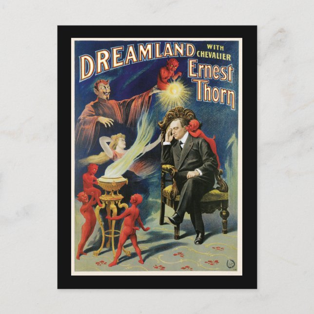 Carte Postale Poster magicien vintage Ernest Thorn (Devant)