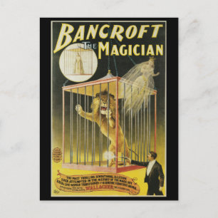 Carte Postale Poster magique vintage, Magicien Bancroft et Lion