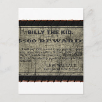 Carte Postale Poster Recherché Billy The Kid