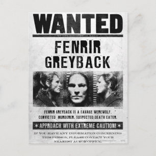 Carte Postale Poster Recherché Fenrir Greyback