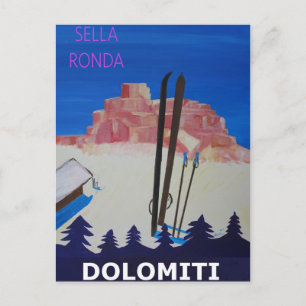 Carte Postale Poster rétro Dolomiti Italie à Sella Ronda