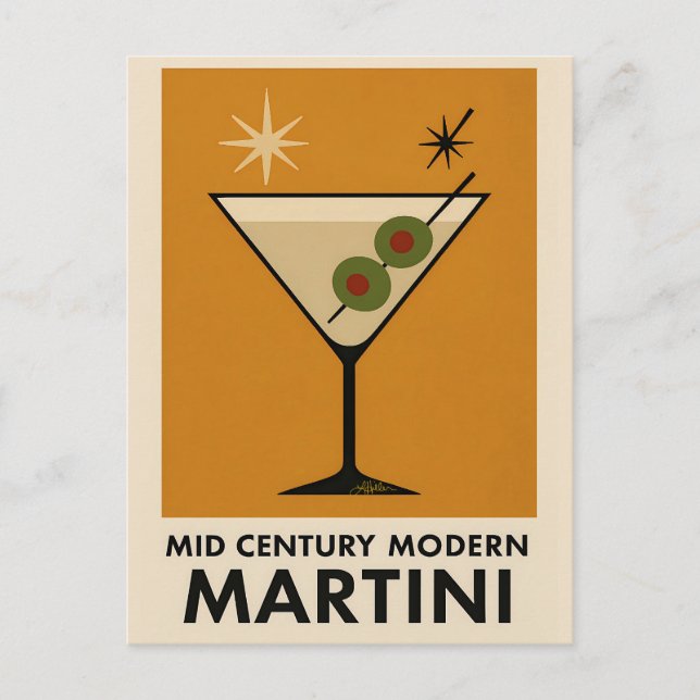 Carte Postale Poster Style Mid Century Modern Martini (Devant)