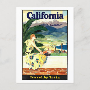 Carte Postale Poster sur les voyages en train en Californie vint