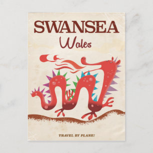 Carte Postale Poster Swansea Wales Dragon