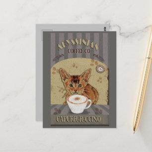 Carte Postale Poster vintage Abyssinian Cat Cat Capurrrccino