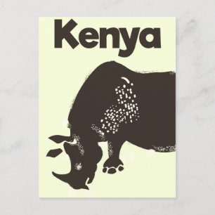 Carte Postale Poster vintage africain du Kenya Rhino