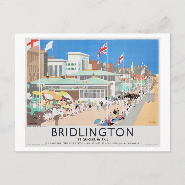 Carte Postale Poster vintage britannique de Bridlington 1939 (Devant)