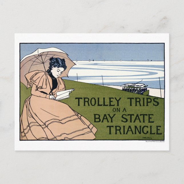 Carte Postale Poster vintage de chariot Boston restauré (Devant)