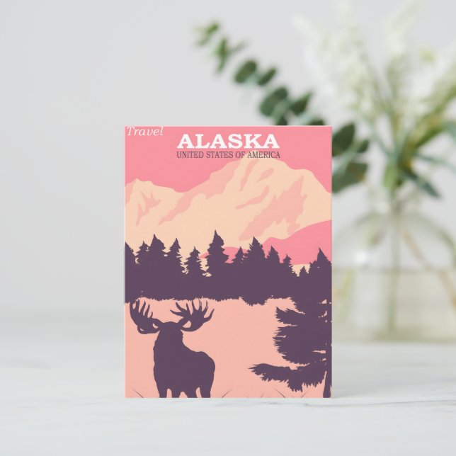 Carte Postale Poster vintage de l'Alaska (Debout devant)