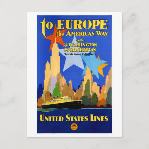 Carte Postale POSTER VINTAGE de lignes de croisière USA restauré