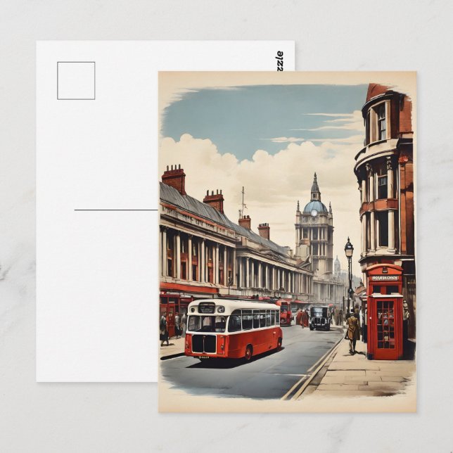 Carte Postale Poster vintage de Londres (Devant / Derrière)