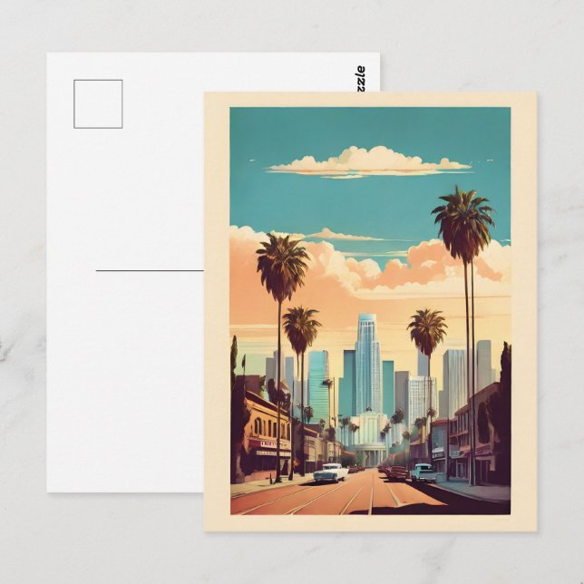 Carte Postale Poster vintage de Los Angeles (Devant / Derrière)