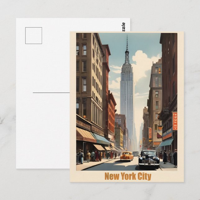 Carte Postale Poster vintage de New York (Devant / Derrière)