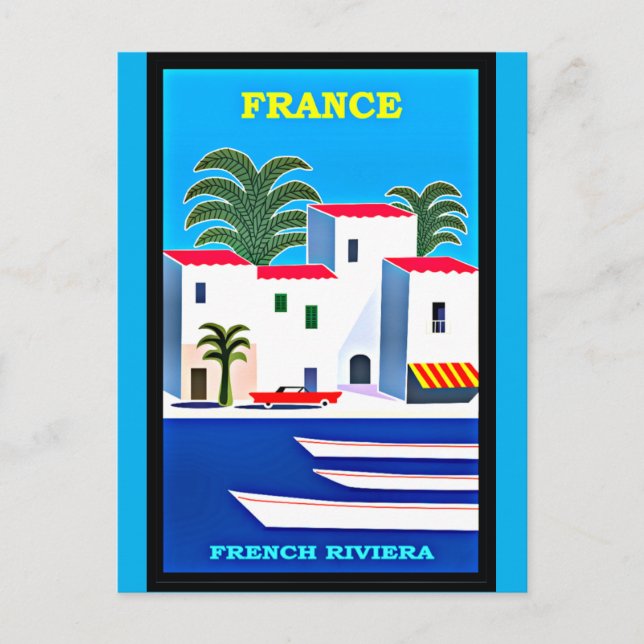 Carte Postale Poster vintage de voyage Riviera (Devant)