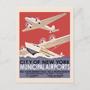 Carte Postale Poster vintage des aéroports de New York - vers 19
