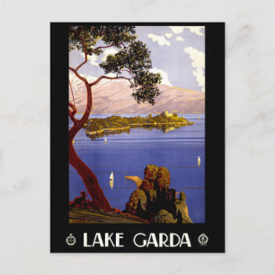Carte Postale Poster vintage du lac de Garde restauré