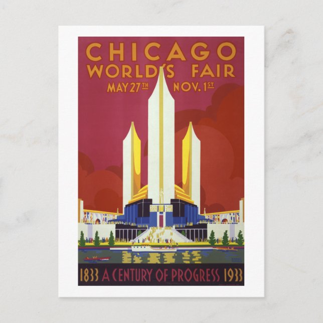 Carte Postale Poster vintage équitable de Chicago restauré (Devant)