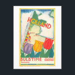 Carte Postale Poster vintage Holland/Pays-Bas Tulip Travel<br><div class="desc">Cette carte postale est une reproduction d'un poster de voyage vintage pour la saison des tulipes en Hollande/aux Pays-Bas.</div>