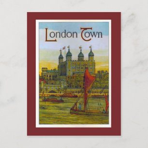 Carte Postale Poster vintage, London Town, péniche Thames