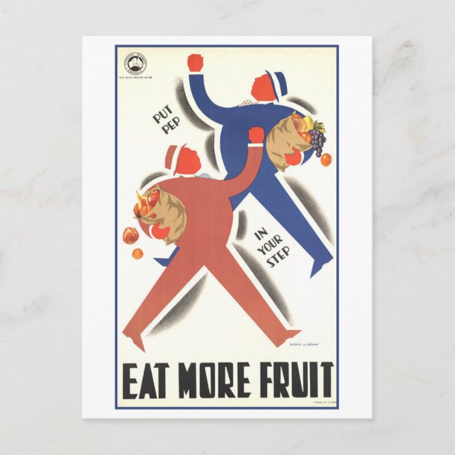 Carte Postale Poster vintage "Mange Plus De Fruits" (Devant)