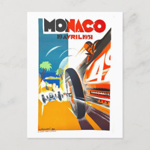 Carte Postale Poster vintage Monaco Auto Race Travel