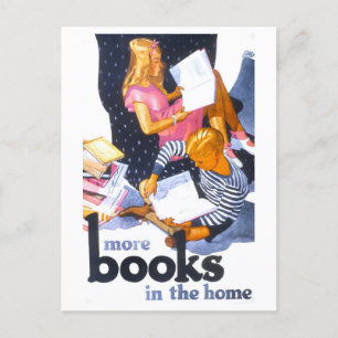 Carte Postale Poster vintage "Plus de livres à la maison"