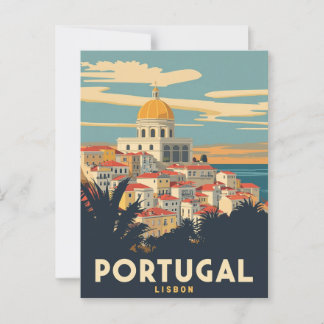 Carte Postale Poster vintage Portugal Travel - Lisbonne Cityscap