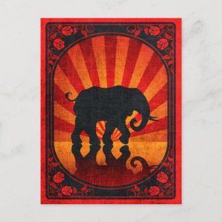 Carte Postale Poster vintage Rouge Elephant Silhouette