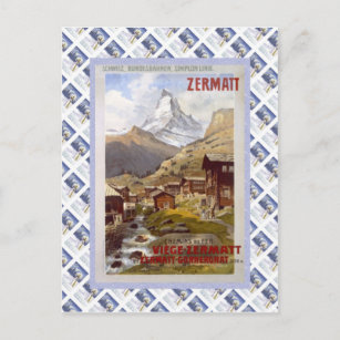 Carte Postale Poster vintage Swiss Raulway, Zermatt