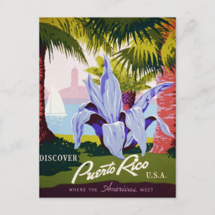 Carte Postale Poster Vintage voyage Art, Découvrez Porto Rico!
