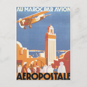Carte Postale Poster Vintage voyage Au Maroc Par Avion